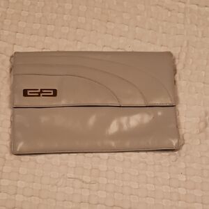 Vintage Gray Clutch with Logo Accent